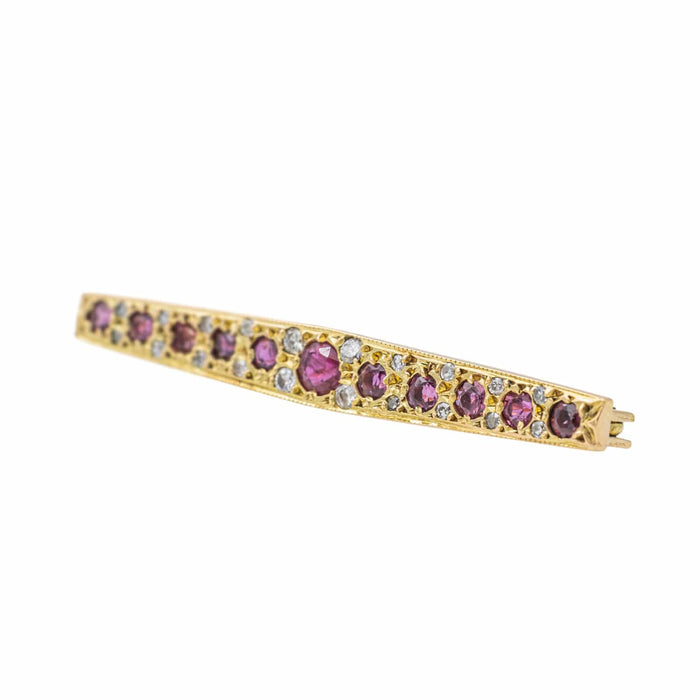 Yellow Gold Ruby Pin Brooch