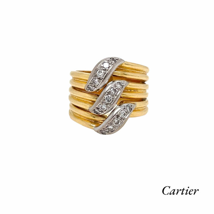 Bague 53 CARTIER - Trilium Model Diamond Gold Ring 58 Facettes