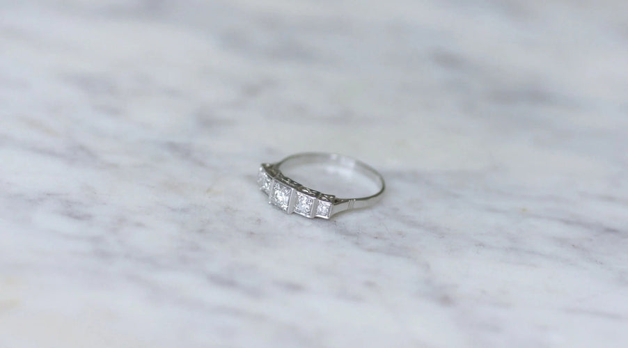 Bague 56 Bague Jarretière Art Déco Diamants 58 Facettes