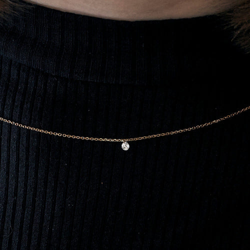 Collier COLLIER OR ROSE DIAMANT 0,10ct 58 Facettes M8927