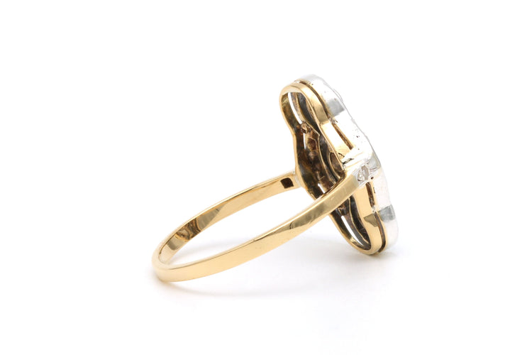 Bague 53 Bague Art Déco or jaune, or blanc, diamants 58 Facettes 21895