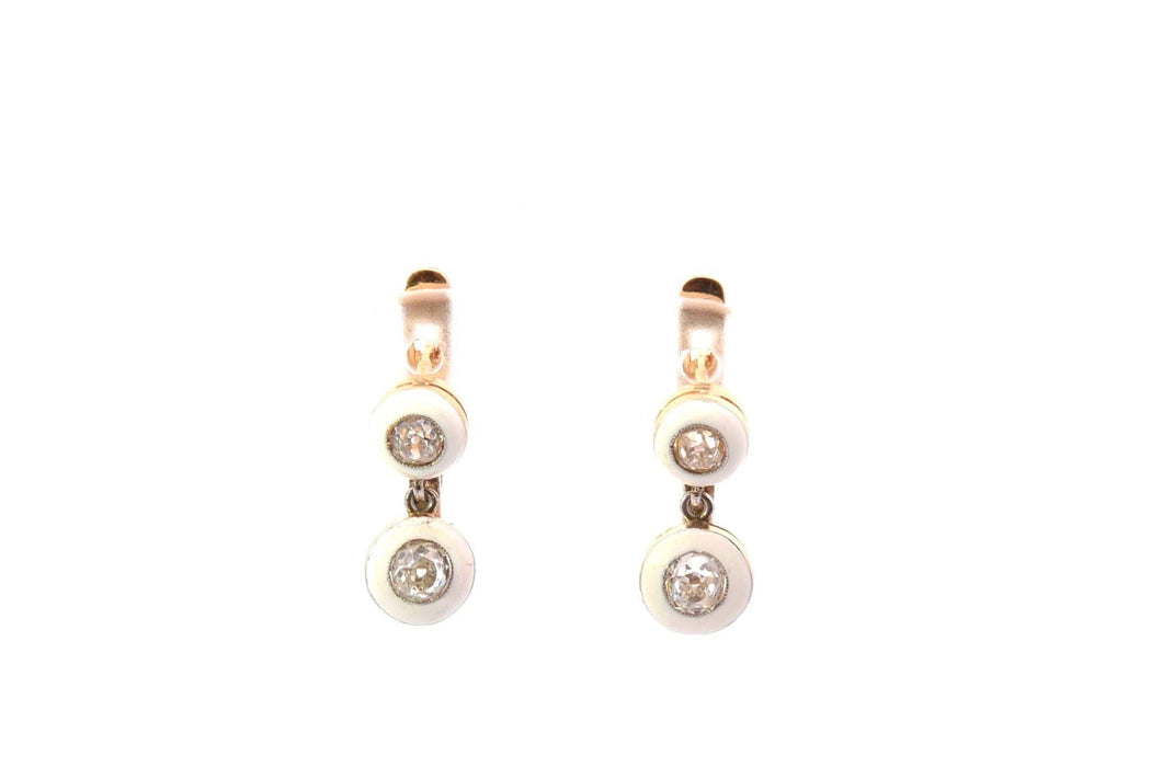 Boucles d'oreilles Boucles d'oreilles diamants en or et émail 58 Facettes