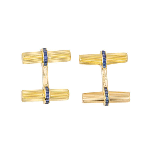 Boutons de manchette Van Cleef & Arpels - Boutons de manchette Or jaune Saphir 58 Facettes