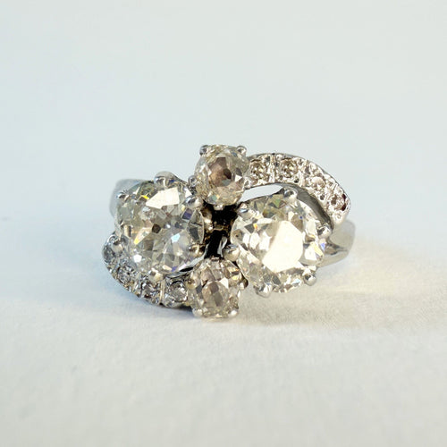 Bague 55 Bague Toi & Moi or gris, platine, diamant - 1930's 58 Facettes INV034