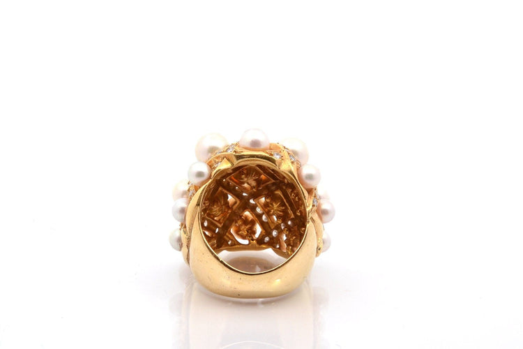 Bague 49 Bague d'occasion perles de culture et diamants 58 Facettes 27398