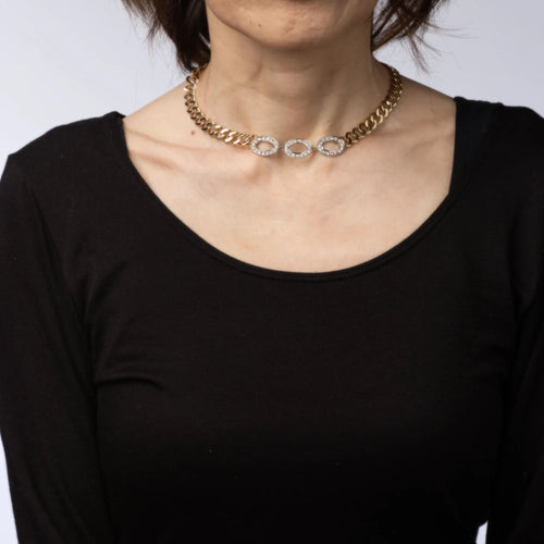 Collier vintage années 80 Diamant Curb Link Collier Choker 58 Facettes G13174