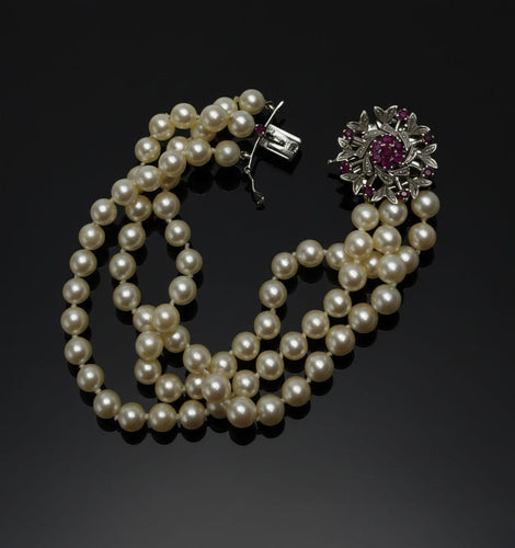 Bracelet Bracciale novecentesco a tre fili di perle 58 Facettes