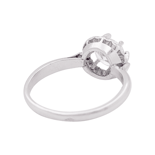 55 Bague solitaire platine, diamant. 58 Facettes 34159