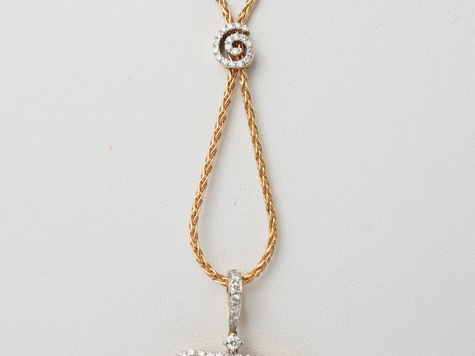 Collier Collier pendentif fleur en or rose, pierres fines et diamants 58 Facettes 33361