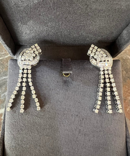 Boucles d'oreilles Boucles d'Oreilles Clips Cocktail Diamants 3 Carats Or Gris 18 Carats 58 Facettes BO253