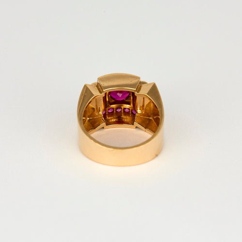 Bague 57 Bague tank or rose et rubis de syhtèse 58 Facettes ANG0481