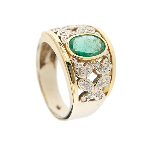 Bague Bague avec émeraude et diamants 58 Facettes 36072