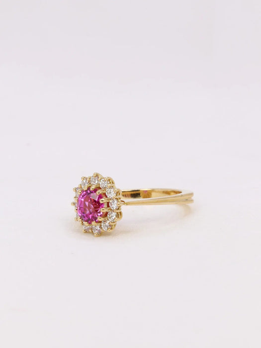 Pink sapphire daisy ring