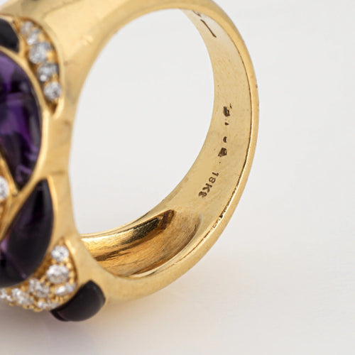 Bague 53 Bague diamant améthyste vintage or jaune calibre taille tourbillon 58 Facettes G13416