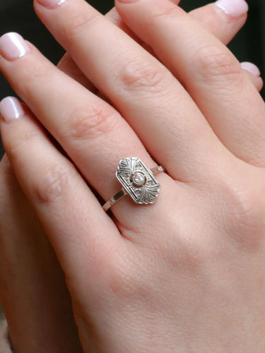 Bague Bague Art Deco diamants or blanc 58 Facettes J325