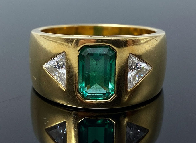 Bague Fascione Bombato con Smeraldo e Diamanti 58 Facettes