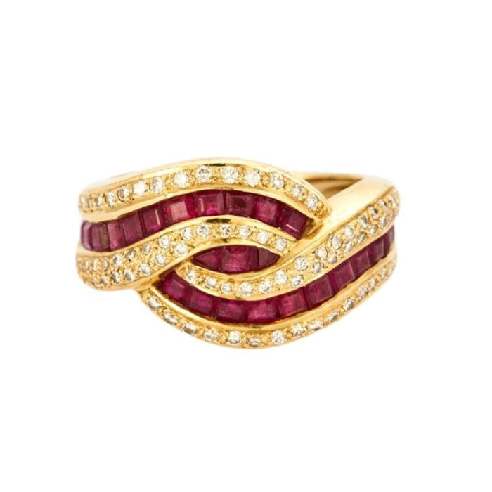 Bague 53 Bague or jaune, rubis et diamants 58 Facettes GU144