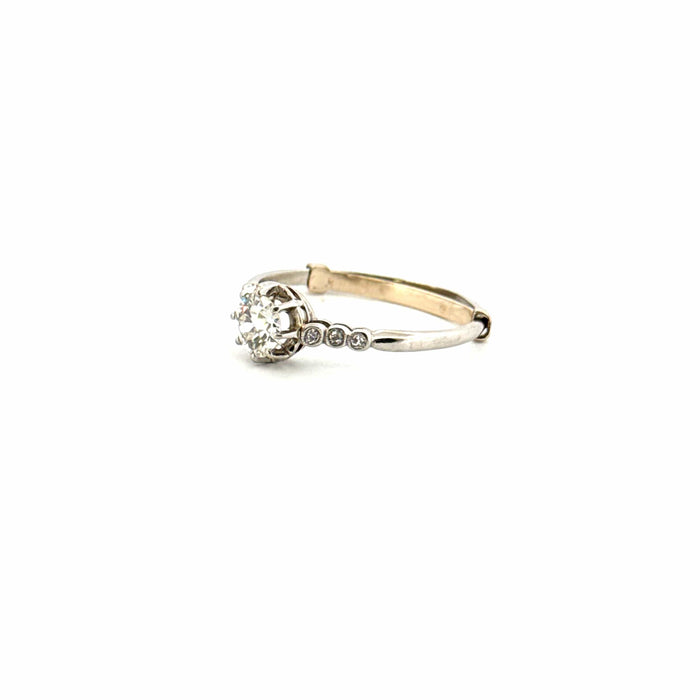 Bague 56 Solitaire Or Blanc 18k & Diamant 58 Facettes 15-GS32401