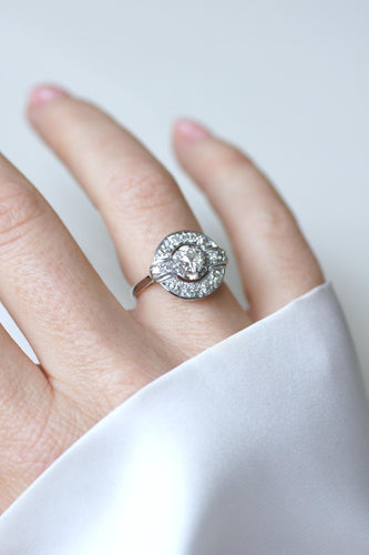 Bague 53 Bague Cible Art Déco Diamants 1,05 Cts sur Or blanc et Platine 58 Facettes