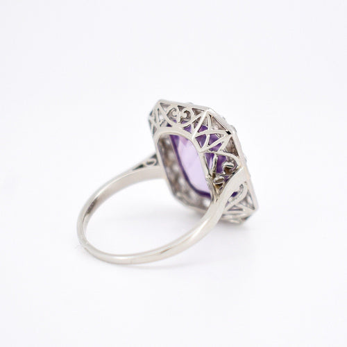 Bague 57 Bague Art Déco, Or 18 Carats, Platine, Améthyste et Diamants 58 Facettes 406