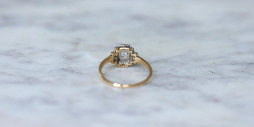 Bague Bague Art déco Diamants Or Jaune et Platine 58 Facettes
