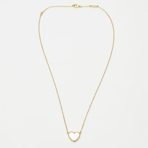 Collier Van Cleef & Arpels - Collier Lucky Alhambra Heart or jaune - nacre blanche 58 Facettes vca-n-yg-hrt-mop
