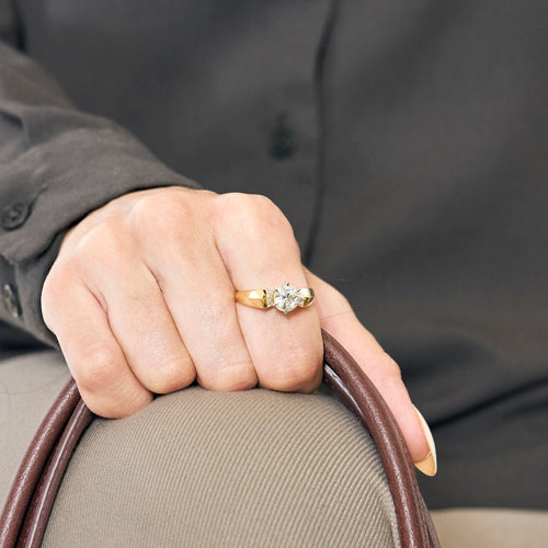 Bague 58 Solitaire or jaune et gris, diamants 58 Facettes BEA3349