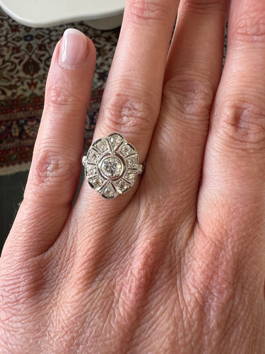 Bague Art Déco white gold and diamond ring 58 Facettes