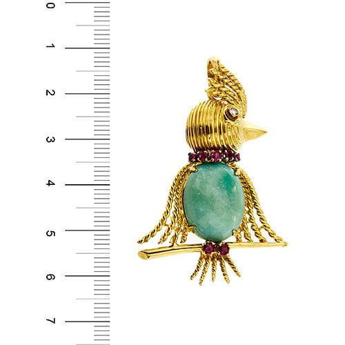 Pendentif Pendentif perroquet avec turquoise, rubis et diamant 58 Facettes 38352