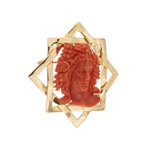 Pendentif Broche pendentif en or rose avec corail 58 Facettes 35138