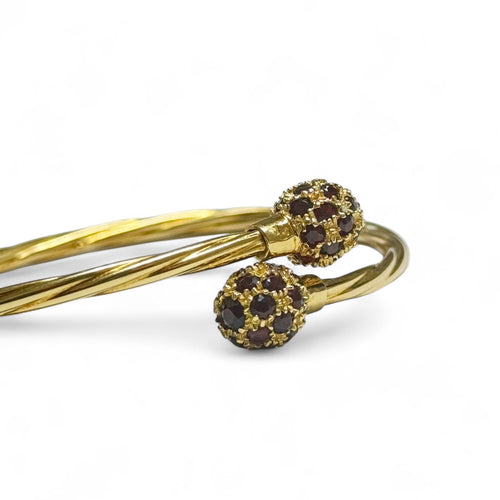 Bracelet Jonc ouvert flexible or jaune et grenats 58 Facettes REF2518-285