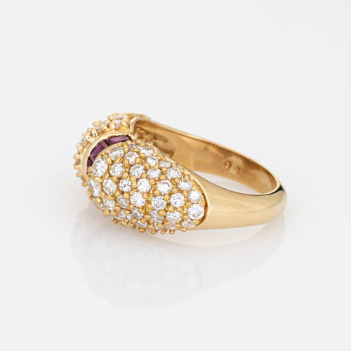 Bague 50 Bague vintage en or jaune avec diamant rubis 1 carat 58 Facettes G12263