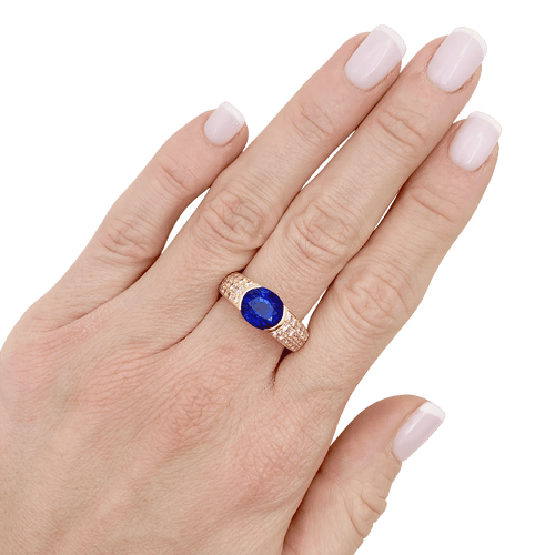 Bague 60 Bague vintage O.J. Perrin or jaune, diamants, saphirs. 58 Facettes 34239