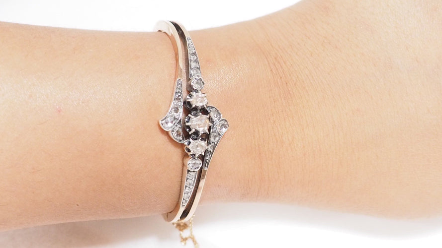 Bracelet Bracelet ancien du XIX ème siècle en or rose et argent serti de diamants 58 Facettes 32755