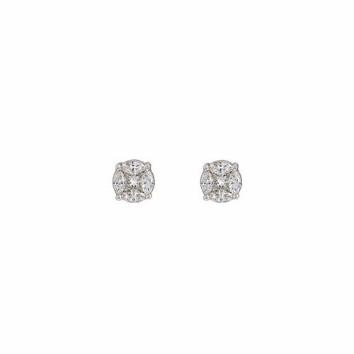 Boucles d'oreilles Puces d'oreilles diamants 0.20 carat or blanc 58 Facettes 23-258A