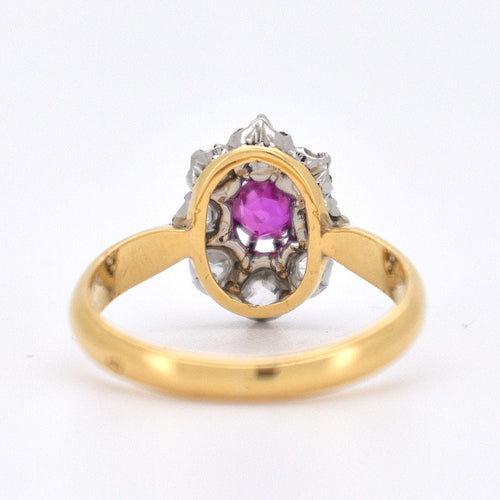 Bague 48 Bague Marguerite Ancienne Or 18 Carats, Diamants et Rubis - Circa 1900 58 Facettes 300-1