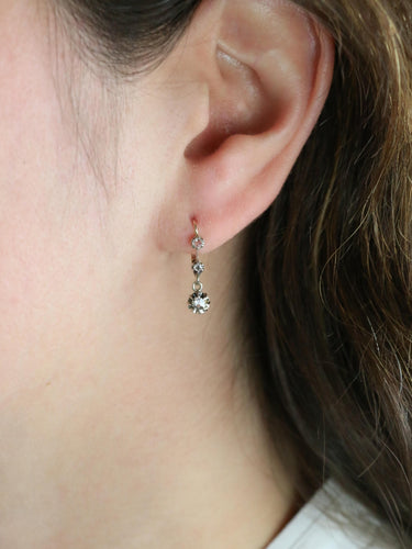 Boucles d'oreilles Dormeuses diamants taille rose or jaune 58 Facettes 1140.5
