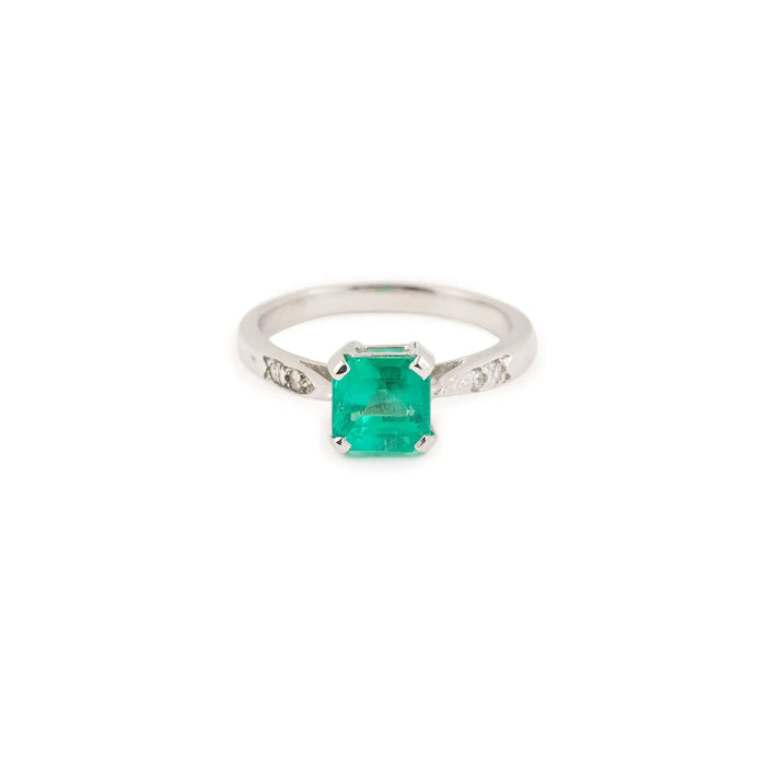 Colombiaanse Smaragd Ring Diamanten Wit Goud