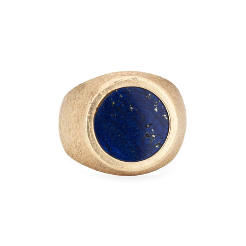 Bague 55 Chevalière Lapis Lazuli Années 70 Or Jaune 58 Facettes G12676