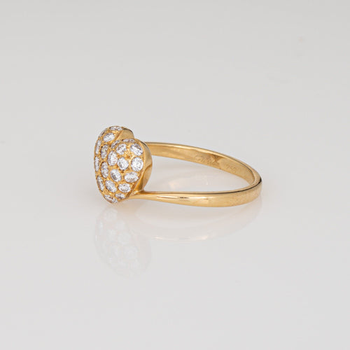 Bague 50 Bague cœur pavée de diamants Cartier des années 90, taille 5,25, or jaune 18 carats, bijou signé 58 Facettes G14115