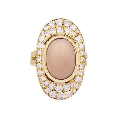 Bague 53 Bague, or jaune, corail et diamants 58 Facettes 34034