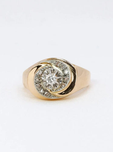 Bague 54 Bague tourbillon or diamants 0,15 ct 58 Facettes J383