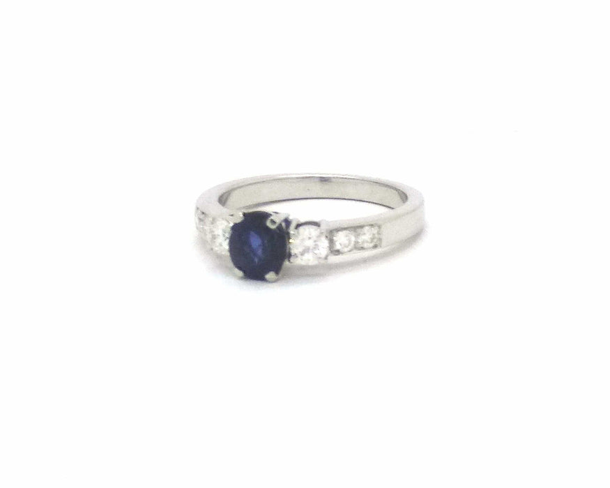 Bague Bague avec saphir et diamants latéraux 58 Facettes