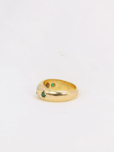 Bague Bague jonc vintage or émeraudes rubis diamants 58 Facettes J177