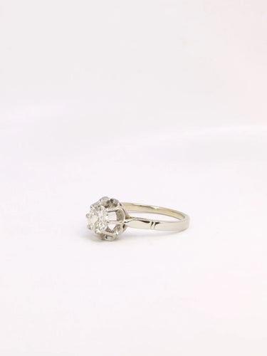 Bague 54 Solitaire ancien or platine diamant taille ancienne 58 Facettes J326