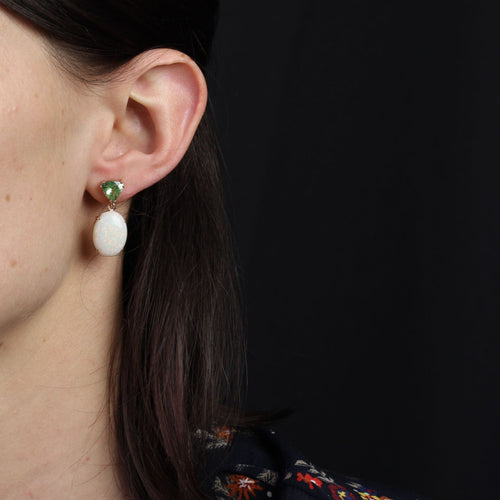 Boucles d'oreilles Boucles d'oreilles grenats mint et opales australiennes 58 Facettes 24-066
