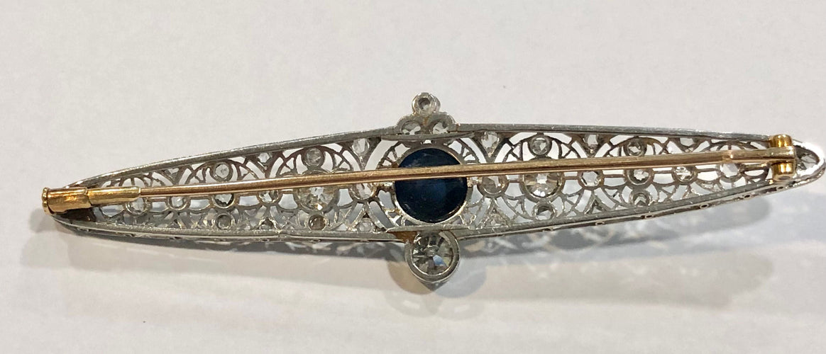 Broche Broche ancienne platine saphir et diamants 58 Facettes