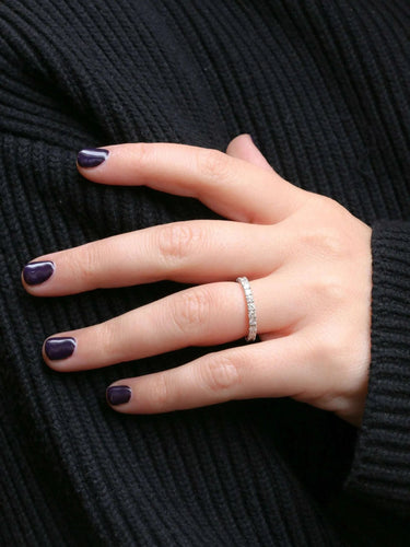 Bague 53.5 Alliance américaine or blanc diamants 1,25 ct 58 Facettes J71