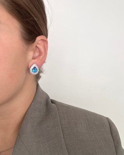 Boucles d'oreilles Boucles d'oreilles vintage en topaze, diamant et or blanc 58 Facettes