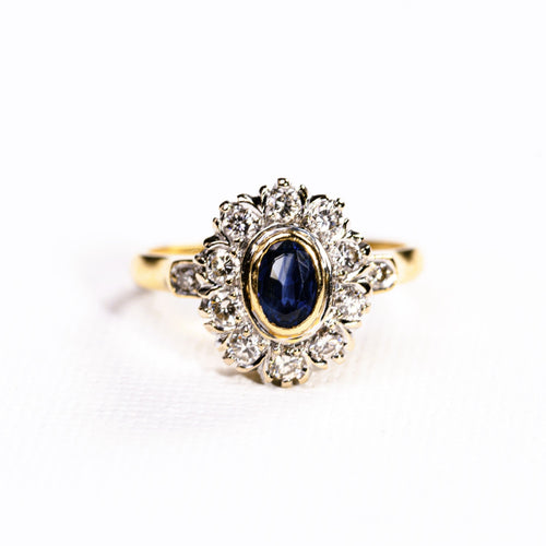 Bague 52 Bague marguerite saphir diamants en or jaune et blanc 58 Facettes LMB-286